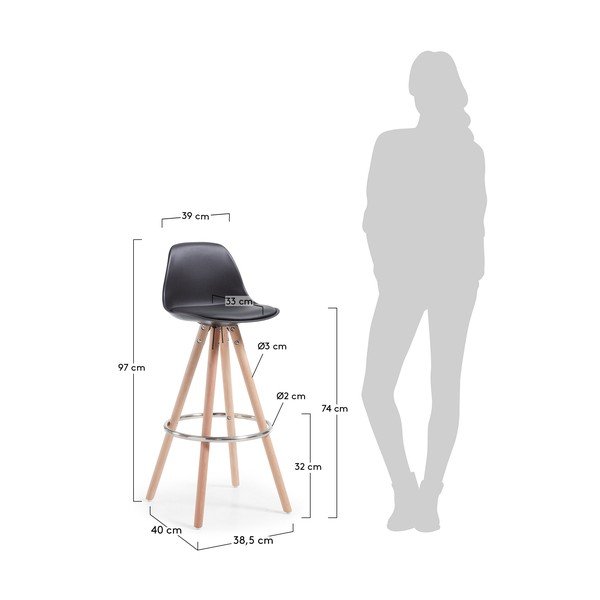Stag 2 darabos fekete bárszék szett - La Forma-image-1