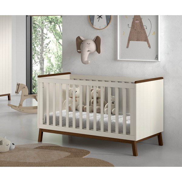 Bézs borovi fenyő babaágy levehető oldallal-állítható magassággal 70x140 cm Sezane – Vipack-image-1