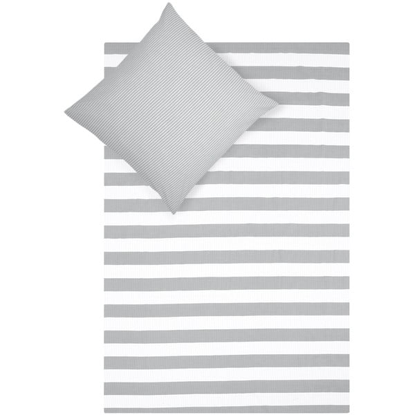Lorena szürke-fehér pamut ágyneműhuzat, 135 x 200 cm - Kjana