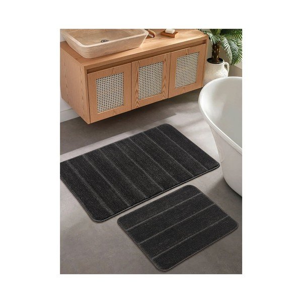 Antracitszürke fürdőszobai kilépő szett 2 db-os 50x80 cm Yeni Cizgli – Foutastic-image-1
