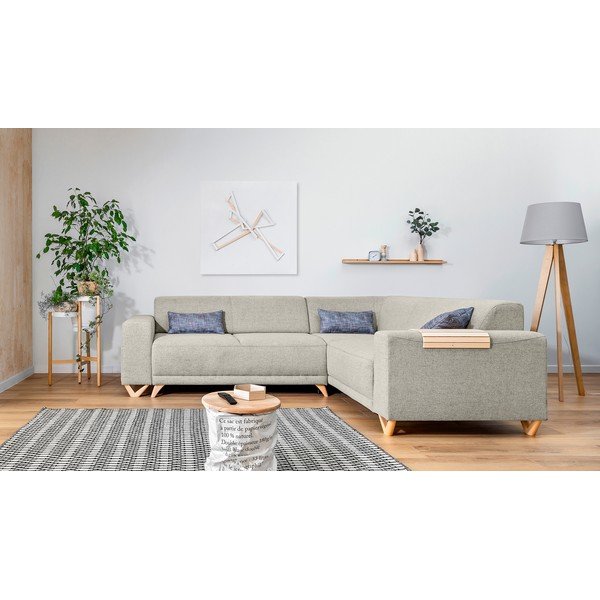 Bézs kinyitható-tárolóhelyes sarokkanapé (jobb oldali-L alakú) Classy Sophie – Miuform-image-1