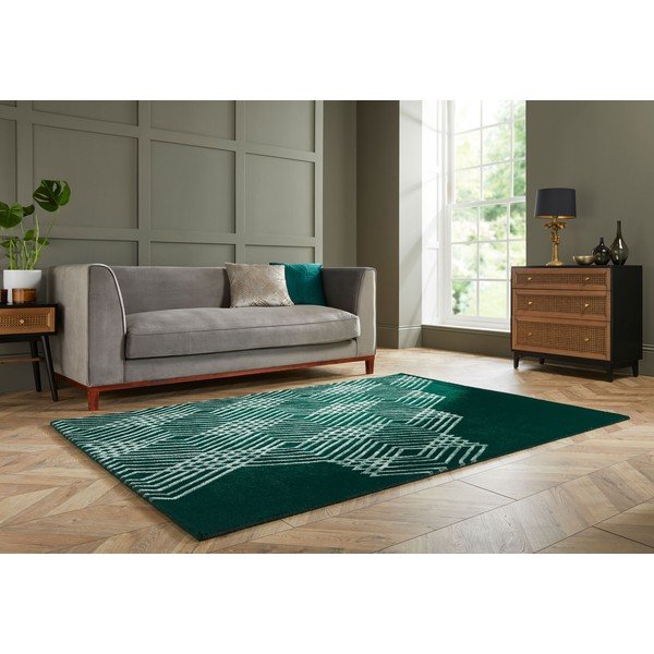 Diamonds zöld gyapjú szőnyeg, 160 x 230 cm - Flair Rugs-image-4