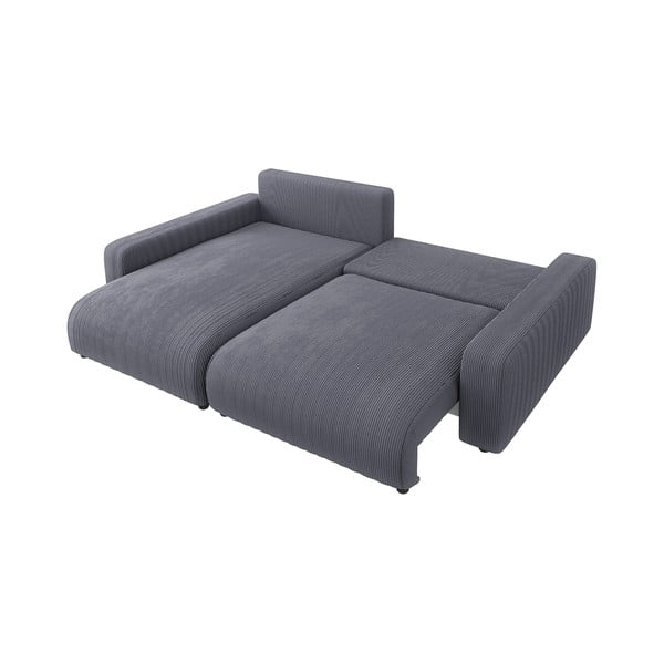 Sötétszürke kordbársony kinyitható sarokkanapé (variálható) Sara – Ropez-image-3