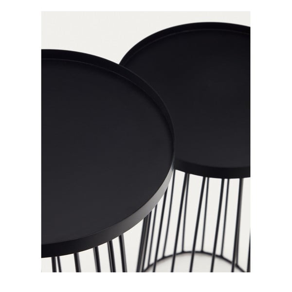 Fém kerek tárolóasztal szett 2 db-os Dilva – Kave Home-image-2