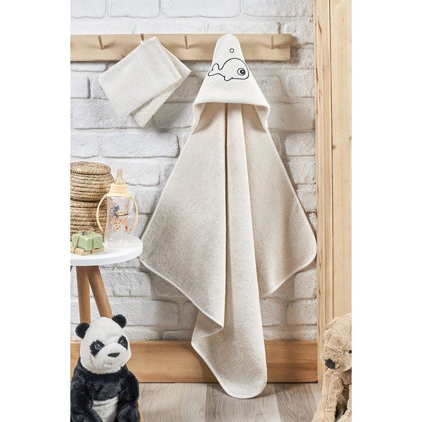 Bézs gyerek fürdőlepedő bambuszból és pamutból Mila - Lydia&Co-image-1