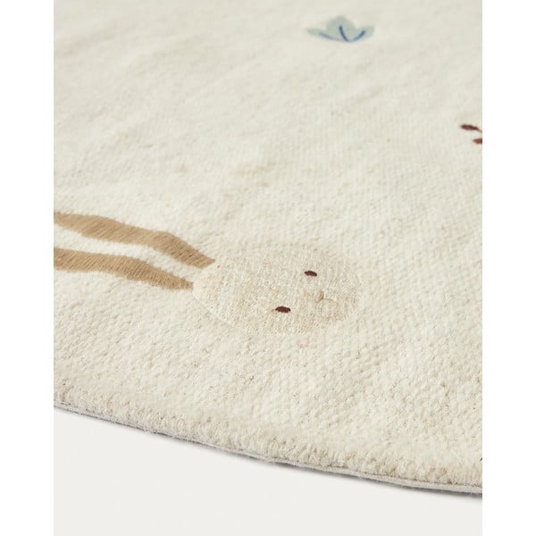 Krémszínű gyapjú gyerek szőnyeg ø 120 cm Yanil – Kave Home-image-3