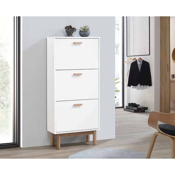 Fehér billenő ajtós cipőtartó Melanie – Støraa-image-1