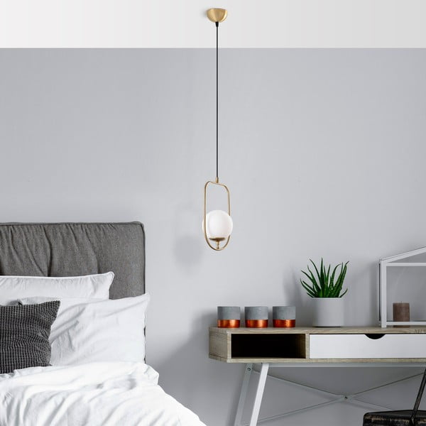 Aranyszínű függőlámpa üveg búrával Skew – Opviq lights-image-3