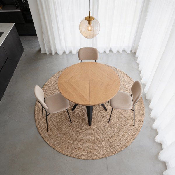 Kerek bővíthető étkezőasztal tölgyfa dekoros asztallappal hosszabbító asztallappal ø 120 cm Magnus – Windsor & Co Sofas-image-3