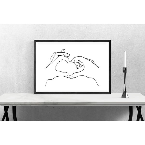 Line Drawing Love Hand Sign poszter, 30 x 40 cm - Blue-Shaker