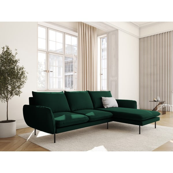 Sötétzöld bársony sarokkanapé (jobb oldali) Vienna – Cosmopolitan Design-image-1