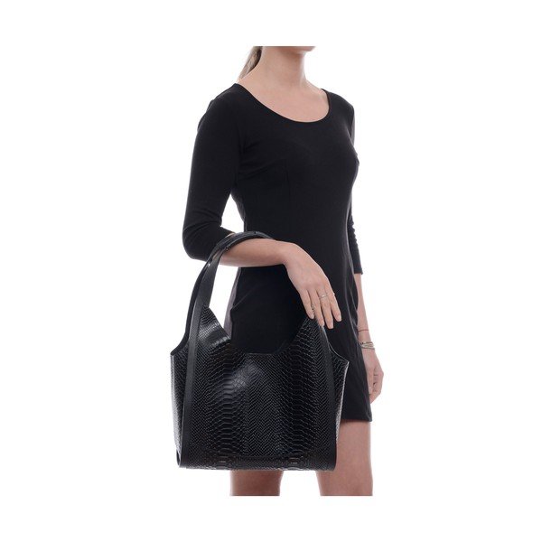 Sierra fekete bőr kézitáska - Mangotti Bags-image-4