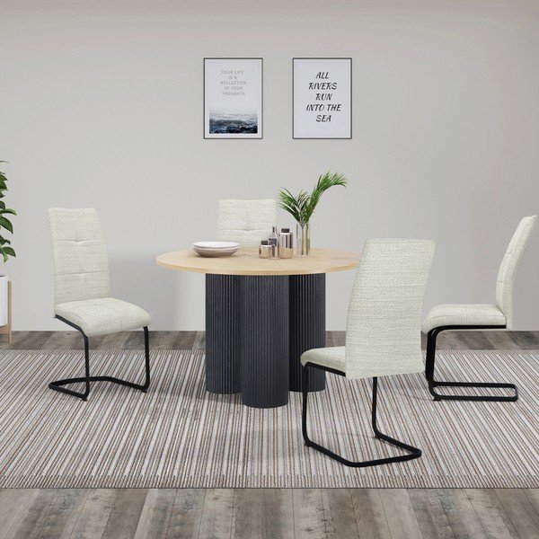 Krémszínű textil étkezőszék szett 2 db-os Calgoty – Støraa-image-3