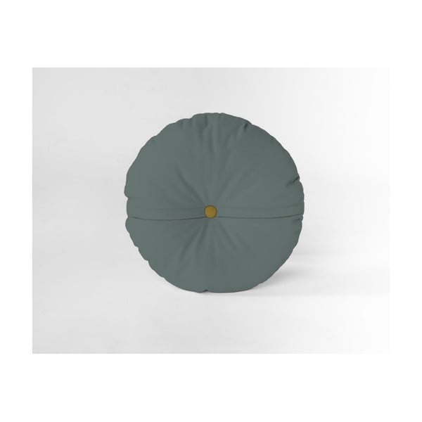 Turquoise kerek díszpárna bársony huzattal, ⌀ 35 cm - Velvet Atelier-image-1