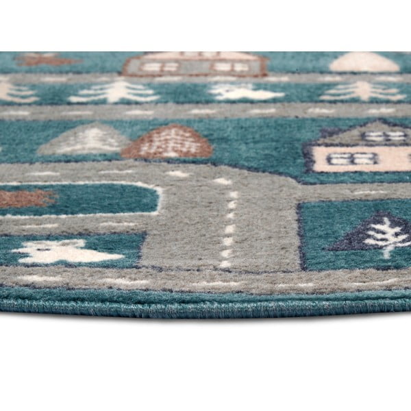 Petróleumkék gyerek szőnyeg ø 140 cm Streets – Hanse Home-image-2