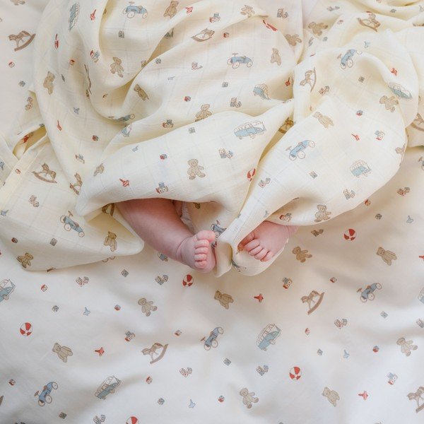 Világossárga bio pamut pólya gyerek takaró 120x120 cm Off-White – Cam Cam Copenhagen-image-1