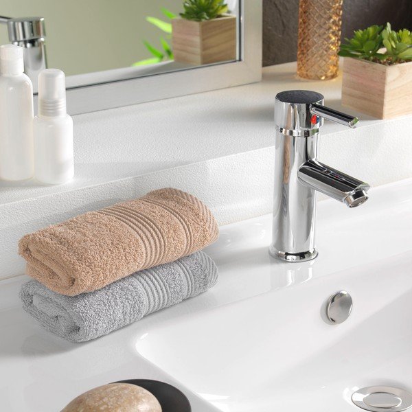 Világosbarna frottír pamut törölköző 30x50 cm Tendresse – douceur d'intérieur-image-1