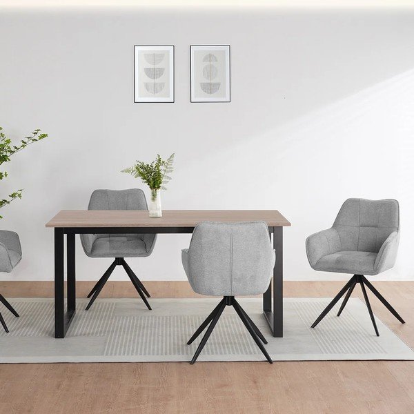 Étkezőasztal tölgyfa dekoros asztallappal 90x160 cm Luton – Støraa-image-2