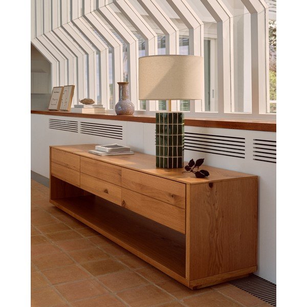 Zöld-krémszínű asztali lámpa textil búrával (magasság 61,5 cm) Rue – Kave Home-image-2