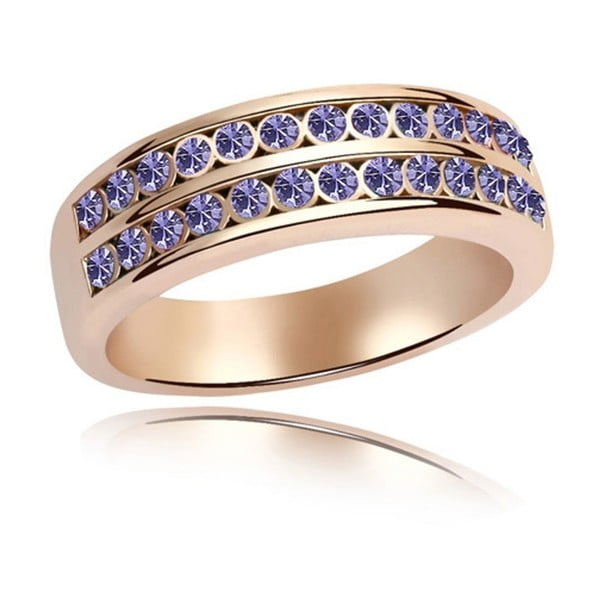 Loren gyűrű lila Swarovski kristályokkal és rózsaarannyal, mérete 52