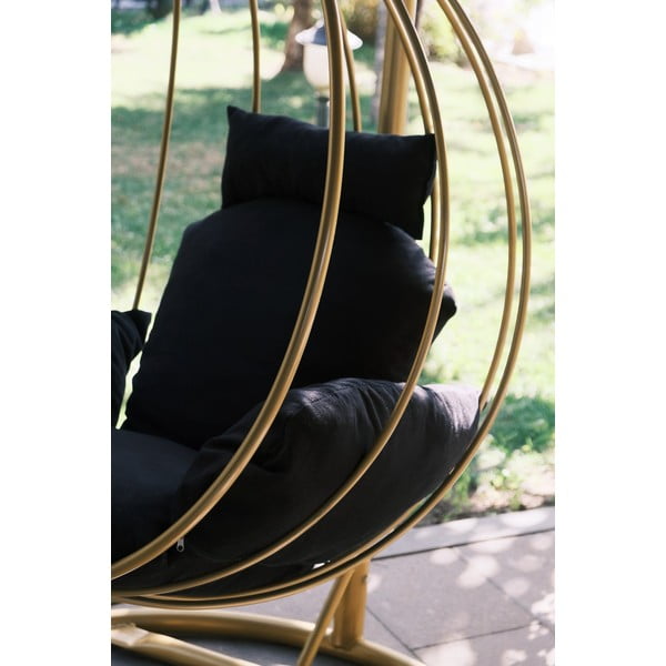 Fekete-aranyszínű kerti függőfotel Damla – Floriane Garden-image-3