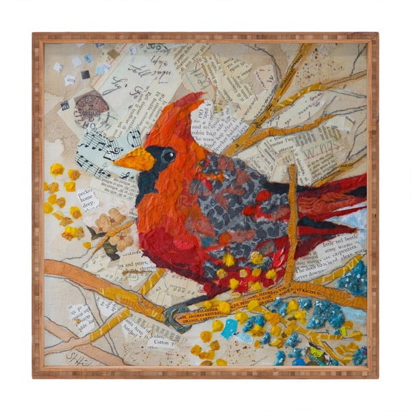 Bird dekoratív fatálca, 40 x 40 cm