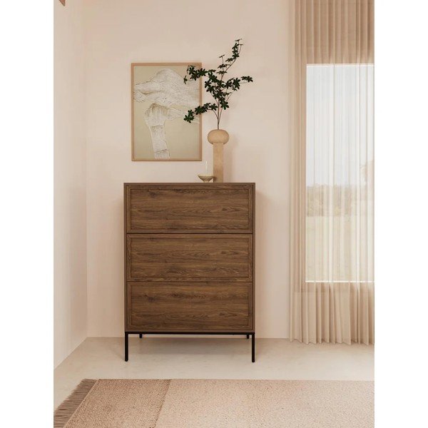 Sötét natúr színű komód tölgyfa dekorral 80x110x40 cm Palmdale – Actona-image-1