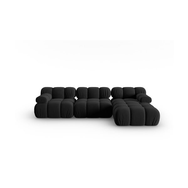 Fekete bársony kanapé 285 cm Bellis – Micadoni Home