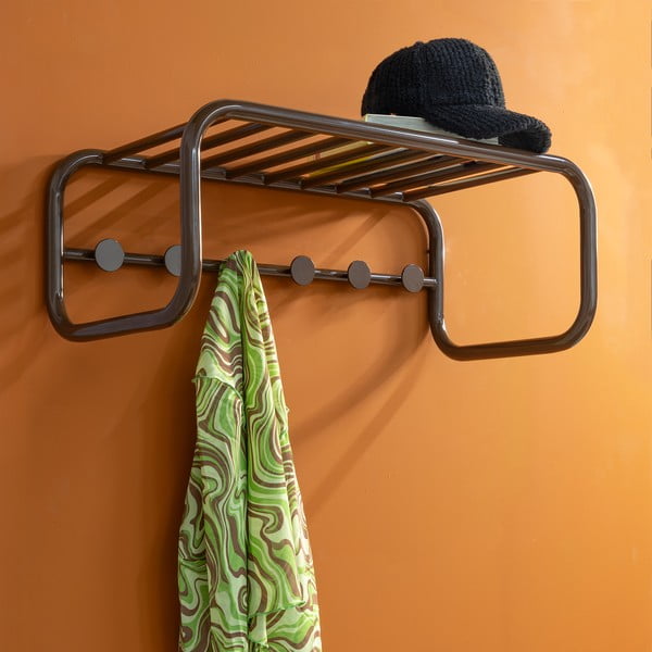 Sötétbarna fém fali fogas polccal 72 cm Retro – Spinder Design-image-4