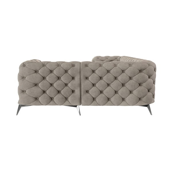 Szürkésbézs bársony sarokkanapé (jobb oldali-L alakú) Chelsea – Ropez-image-3