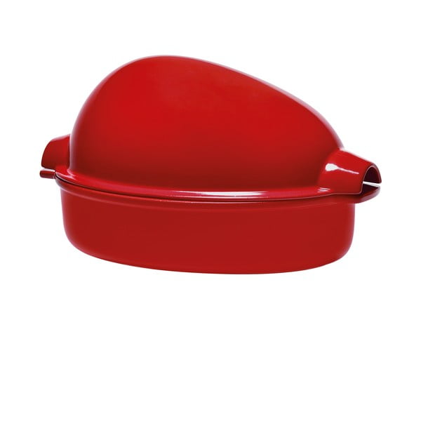 Piros ovális sütőtál fedővel, 41,5 x 27,5 cm - Emile Henry