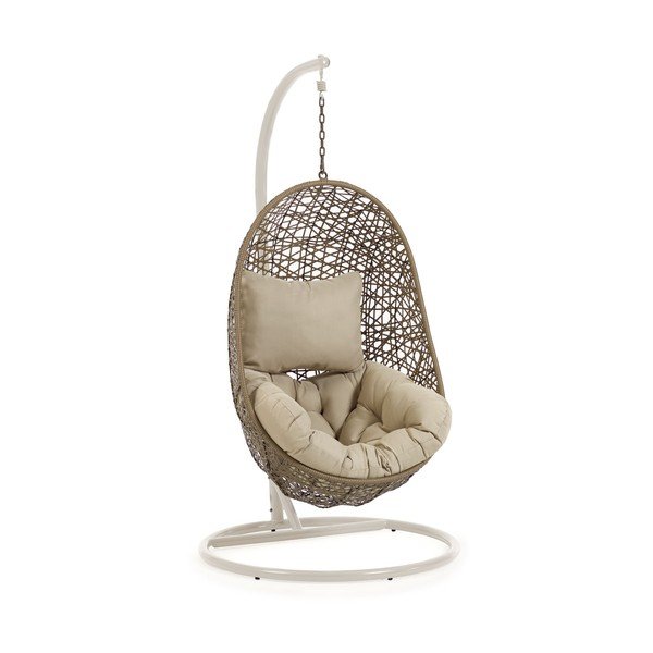 Világosszürke-bézs műrattan kerti függőfotel Florina – Kave Home