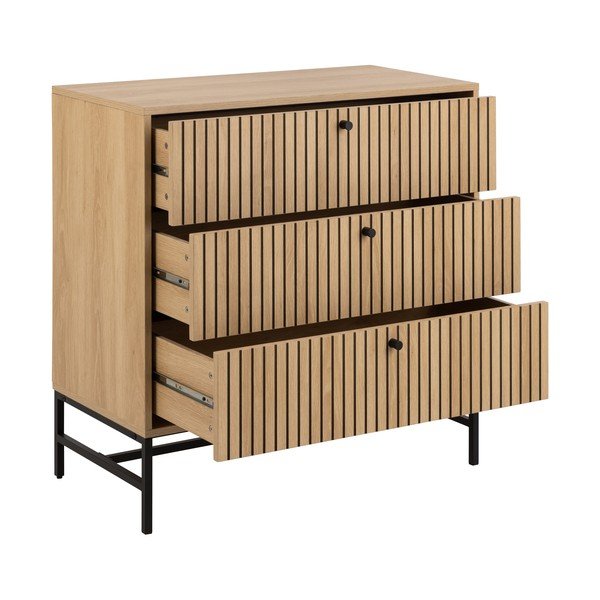 Natúr színű komód tölgyfa dekorral 81x80x40 cm Albany  – Actona-image-2