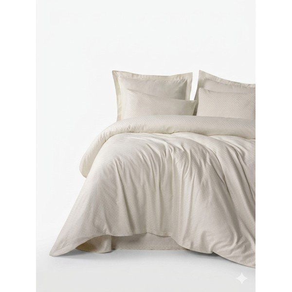 Bézs egyszemélyes renforcé pamut ágyneműhuzat 140x200 cm Checkered – Mila Home Luxury