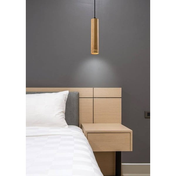 Fekete függőlámpa fa búrával ø 7 cm Tubo – Candellux Lighting-image-1