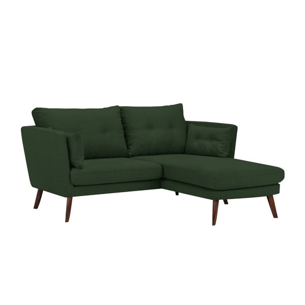 Elena zöld háromszemélyes kanapé, jobb oldali fekvőfotellel - Mazzini Sofas