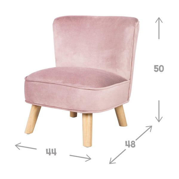Világos rózsaszín bársony gyerek fotel Lil Sofa – Roba-image-3
