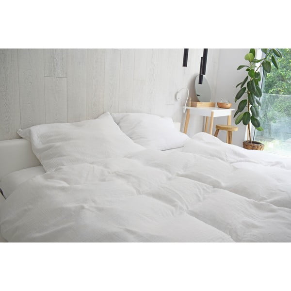 Fehér kétszemélyes muszlin ágyneműhuzat 200x200 cm Plain Muslin – Butter Kings-image-1