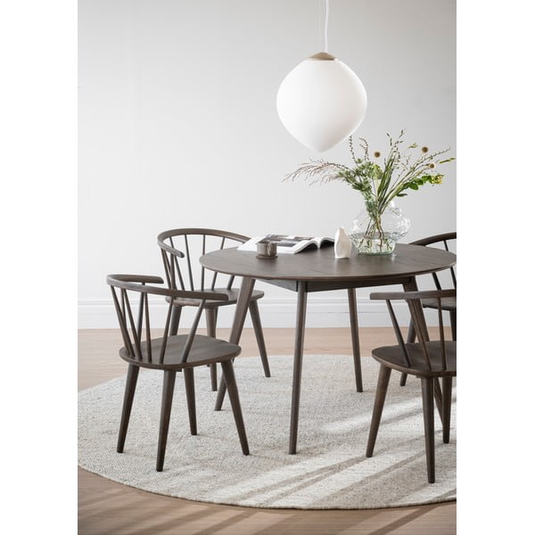 Sötétbarna kerek étkezőasztal tölgyfa dekorral ø 115 cm Yumi – Rowico-image-4