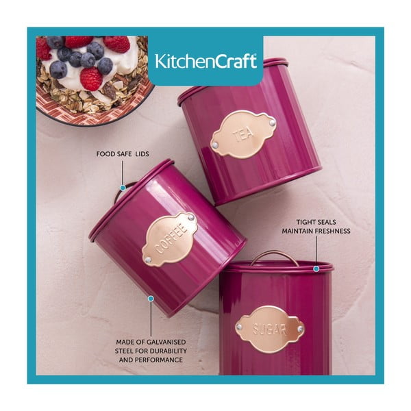 Piros acél élelmiszertartó szett 3 db-os - Kitchen Craft-image-3