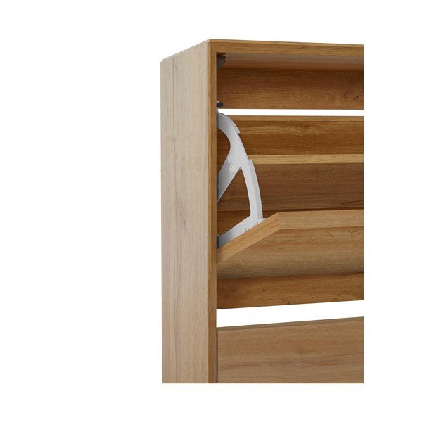 Natúr színű billenő ajtós cipőtartó tölgyfa dekorral Ezra – Støraa-image-4