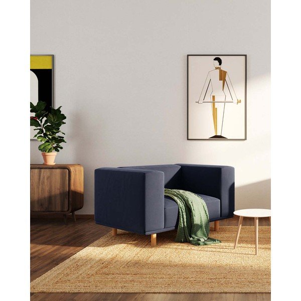 Sötétkék bársony relaxációs fotel Kukumo – Ame Yens-image-1