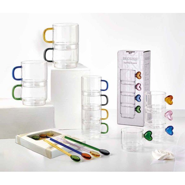 Üveg négyszemélyes evőeszköz készlet 4 db-os Rainbow – Brandani-image-1