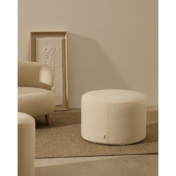 Krémszínű buklé puff Kaeli – Kave Home-image-1