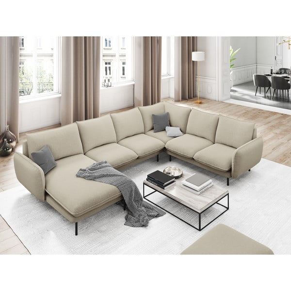 Vienna bézs U alakú kanapé, jobb oldali - Cosmopolitan Design-image-1