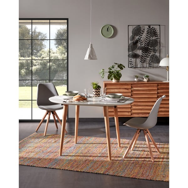 Fehér bővíthető étkezőasztal fehér asztallappal 90x120 cm Oqui – Kave Home-image-1