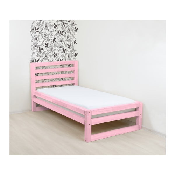 DeLuxe rózsaszín egyszemélyes fa ágy, 190 x 80 cm - Benlemi