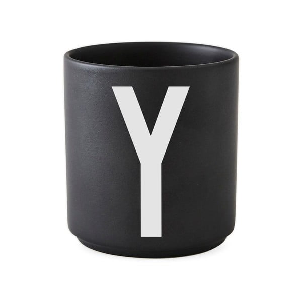Alphabet Y fekete porcelánbögre, 250 ml - Design Letters