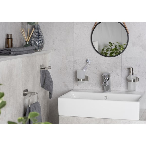 Matt ezüstszínű öntapadós üveg fogkefetartó pohár Orea – Wenko-image-4