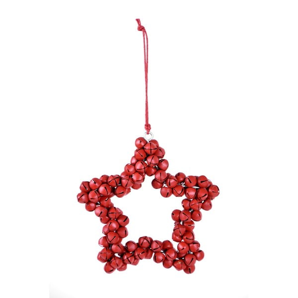 Bells csillagalakú felakasztható dekoráció csengettyűkkel, magasság 9,5 cm - Ego Dekor